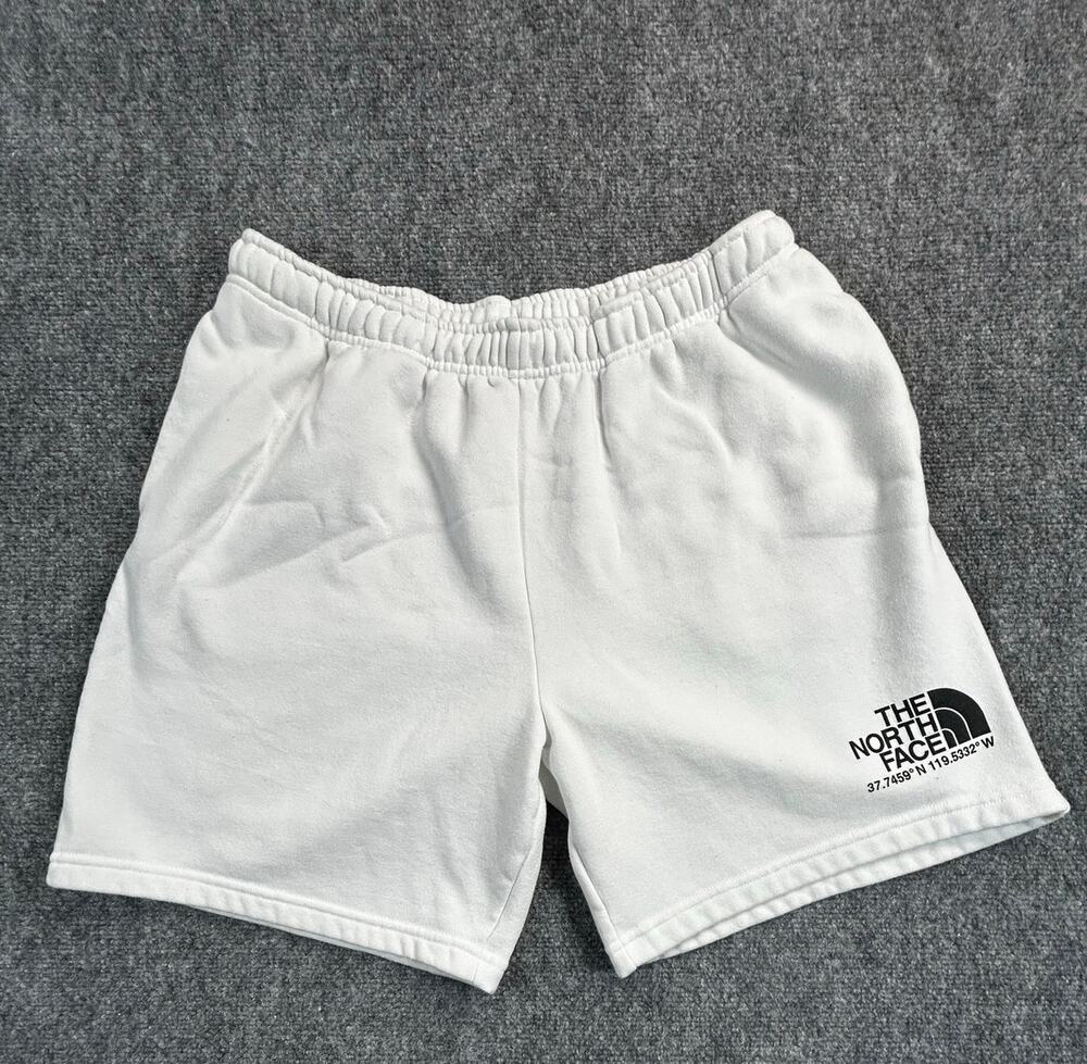 The North Face Fleece Sweat Shorts White Men's Large Logo Lounge Athletic